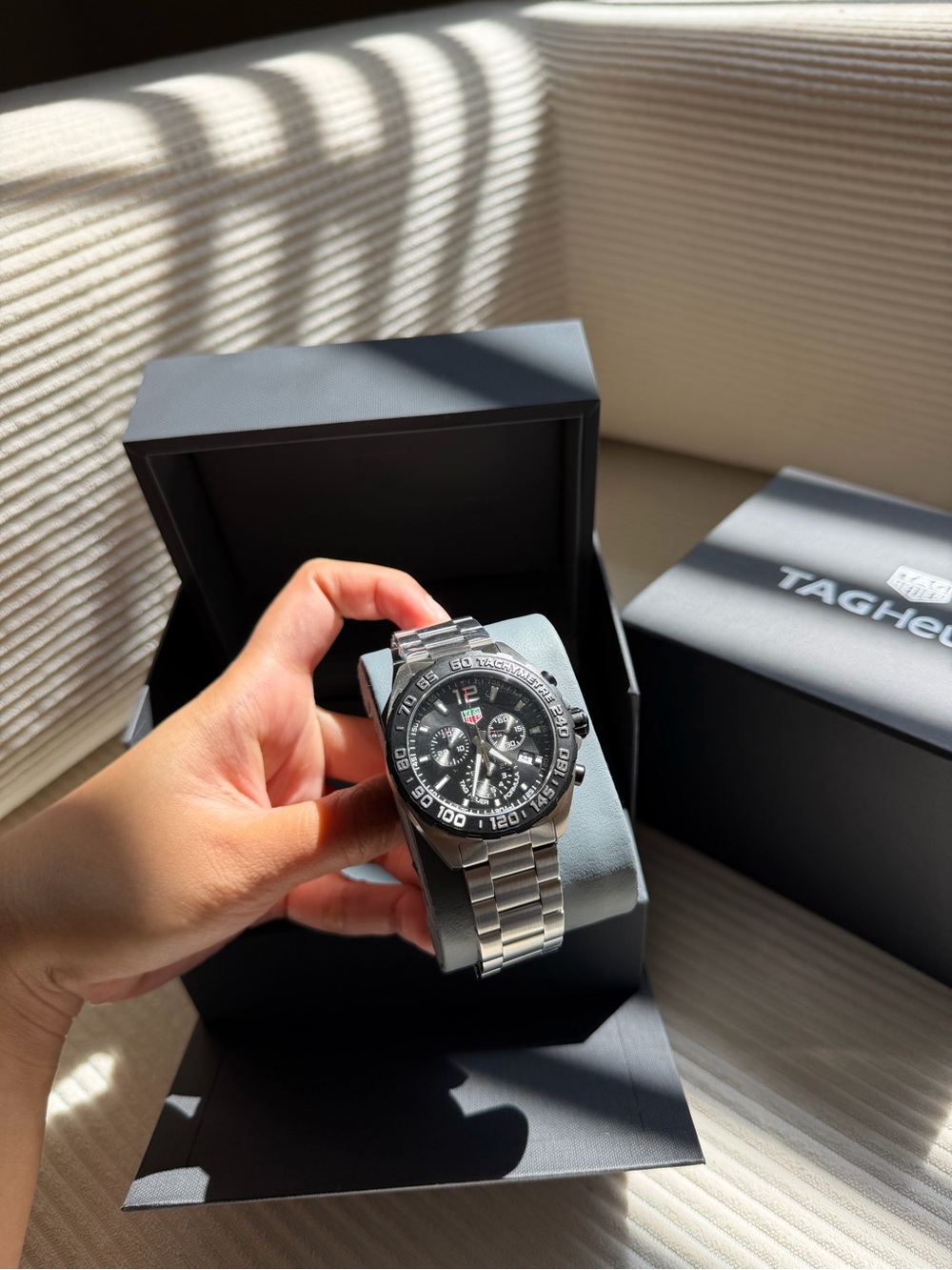 Tag Heuer Men's Stainless Steel Chronograph Watch - Black & Silver